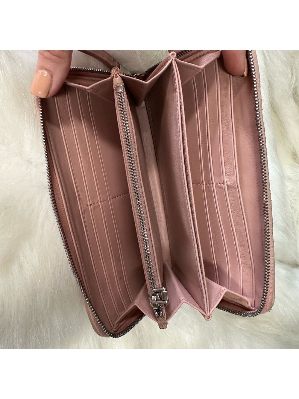 MIU MIU LOGO PEARL RHINESTONE MATELASSE LEATHER ZIPPY ZIP AROUND LONG WALLET - Picture 8 of 13